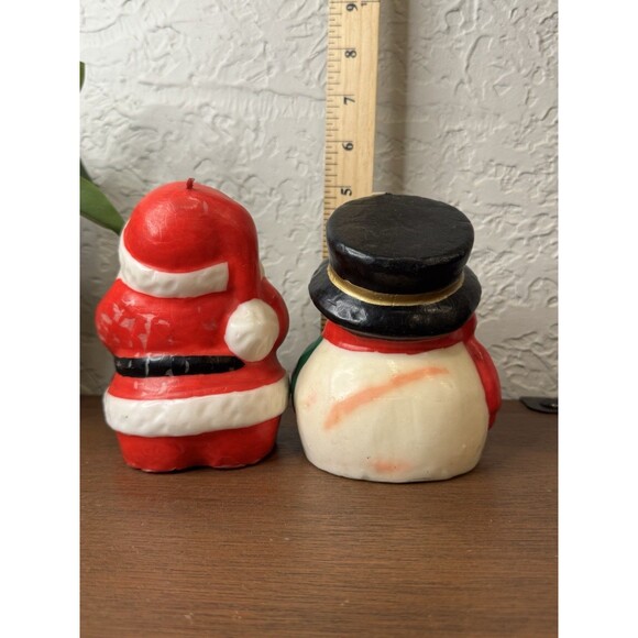 Vintage Pair Of Unused Christmas Candles ~ Santa And Snowman - Picture 3 of 5